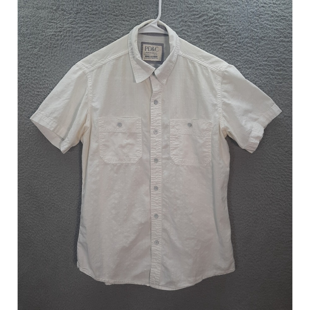 Paper Denim & Cloth Shirt Adult Small White Short Sleeve Nautical Coastal Preppy